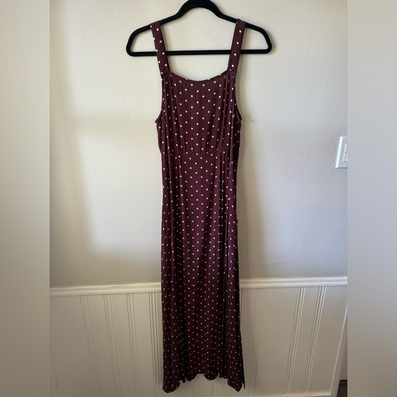 Whistles UK Burgundy Polka Dot Maxi Dress Luxe 90s Vibe - Picture 7 of 14